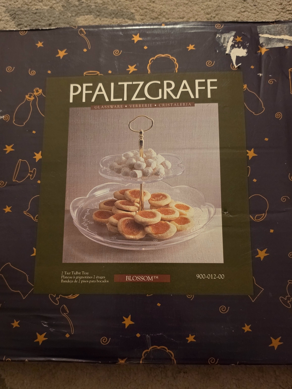 Vintage Pfaltzgraff Blossom 2-Tier Clear Glass Tidbit Tray (Model 900-012-00)